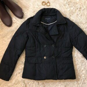 Banana Republic Navy Blue Down Feather Puffer Military Blazer Pea Coat Winter XS